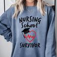 Nursing School Survivor Women Graduation RN Gift Shirt Comfort Colors Sweatshirt Blue Jean