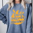 One Degree Hotter Graduation Ceremony Celebration Comfort Colors Sweatshirt Blue Jean