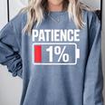 Patience 1 Battery Low Mood Tired Introvert Humor Comfort Colors Sweatshirt Blue Jean Patience 1 Battery Low Mood Tired Introvert Humor Comfort Colors Sweatshirt Blue Jean
