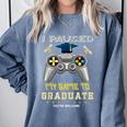 I Paused My Game To Graduate Class Of 2023 Gamer Graduation Comfort Colors Sweatshirt Blue Jean