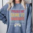 I Paused My Game To Graduate Gamer Graduation Men Boys Comfort Colors Sweatshirt Blue Jean