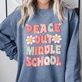 Peace Out Middle School Graduation Groovy Last Day Of School Comfort Colors Sweatshirt Blue Jean