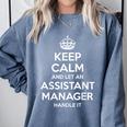Personalized Keep Calm Graduation Christmas Team Assistant Manager Job Title Profession Birthday Comfort Colors Sweatshirt Blue Jean