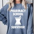Pharmacy School Survivor PharmD Graduation T-Shirt Comfort Colors Sweatshirt Blue Jean