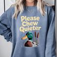 Please Chew Quieter Introvert Duck Lover Comfort Colors Sweatshirt Blue Jean Please Chew Quieter Introvert Duck Lover Comfort Colors Sweatshirt Blue Jean