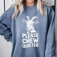 Please Chew Quieter Introvert Quietness Silence Lover Comfort Colors Sweatshirt Blue Jean