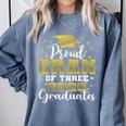 Proud Gran Of Three 2025 Graduates Graduation Family Comfort Colors Sweatshirt Blue Jean