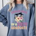 Proud Mom Of a 2024 Graduate Floral Flower Family Graduation Comfort Colors Sweatshirt Blue Jean