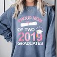 Proud Mom Of Two 2019 Graduates Twin Mama Mother Graduation Comfort Colors Sweatshirt Blue Jean