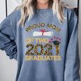 Proud Mom Of Two 2021 Graduates Twin Mama Graduation Leopard Comfort Colors Sweatshirt Blue Jean