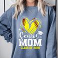 Proud Senior Mom Class Of 2026 Softball Graduation Heart Comfort Colors Sweatshirt Blue Jean