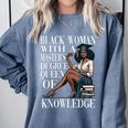 Queen Masters Degree Graduation Educated Melanin Grad Comfort Colors Sweatshirt Blue Jean