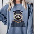 Raccoon Graduation Comfort Colors Sweatshirt Blue Jean