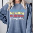 Retro Introverted But Willing Stargazing Lover Comfort Colors Sweatshirt Blue Jean
