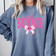 Retro Senior 2026 Class Of 2026 Coquette Pink Bow Graduation Comfort Colors Sweatshirt Blue Jean