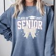 Retro Senior 2027 Girl Coquette Bow Class Of 2027 Graduation Comfort Colors Sweatshirt Blue Jean