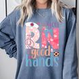 You RN Good Hands Cute Nurse Nursing Student Graduation Comfort Colors Sweatshirt Blue Jean