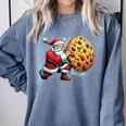 Santa Holding Cookie Xmas Baker Introvert Christmas Comfort Colors Sweatshirt Blue Jean