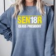 Senior 2018 Class President-School Colors Graduation Comfort Colors Sweatshirt Blue Jean