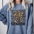 Senior 2021 Grad Class Of 2021 Graduation Leopard Cheetah Comfort Colors Sweatshirt Blue Jean