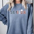 Senior 2023 American Flag USA Graduation Class Of 2023 Women Kids Men Comfort Colors Sweatshirt Blue Jean