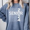 Senior 2024 Graduation Graduate Class Of 2024 Women Boy Girl Comfort Colors Sweatshirt Blue Jean