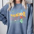 Senior 2024 Groovy Retro Class Of 2024 Graduation Senior 24 Comfort Colors Sweatshirt Blue Jean