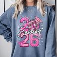 Senior 2026 Graduation Girls Coquette Pink Bow Class Of 2026 Premium Comfort Colors Sweatshirt Blue Jean