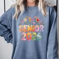 Senior 2026 Groovy Retro Grad Class Of 2026 Graduation Kids Comfort Colors Sweatshirt Blue Jean