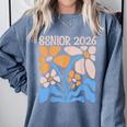 Senior 2026 Retro Groovy Flowers Graduation Comfort Colors Sweatshirt Blue Jean