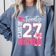 Senior 2027 Class Of 2027 Pink Coquette Bow Graduation Girl Comfort Colors Sweatshirt Blue Jean