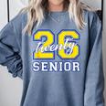 Senior Class 2026 Graduation Yellow Blue Letters Comfort Colors Sweatshirt Blue Jean