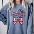 Senior Class Of 2027 Coquette Pink Bow Graduation 2027 Girls Comfort Colors Sweatshirt Blue Jean