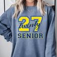Senior Class Of 2027 Graduation Yellow And Blue On The Back Premium Tri-Blend Comfort Colors Sweatshirt Blue Jean