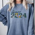 Senior Graduation Class Of 2024 Cute Senior 2024 Flowers Comfort Colors Sweatshirt Blue Jean