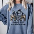 Senior Mom Class Of 2025 Senior Mama 2025 Leopard Graduation Comfort Colors Sweatshirt Blue Jean
