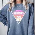 Seniors 2021 For Her Him Retro 21 Graduation Class Comfort Colors Sweatshirt Blue Jean