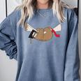 Sloth Graduation Shirt Cute Animal Diploma Grad Comfort Colors Sweatshirt Blue Jean