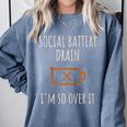 Social Battery Drain I'm So Over It Introvert Homebody Line Raglan Baseball Tee Comfort Colors Sweatshirt Blue Jean Social Battery Drain I'm So Over It Introvert Homebody Line Raglan Baseball Tee Comfort Colors Sweatshirt Blue Jean