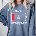 Social Battery Low Anti-Social Introvert Comfort Colors Sweatshirt Blue Jean