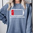 Social Battery Low Introvert Comfort Colors Sweatshirt Blue Jean Social Battery Low Introvert Comfort Colors Sweatshirt Blue Jean