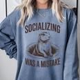 Socializing Was a Mistake Prairie Dog Introverts Humor Comfort Colors Sweatshirt Blue Jean