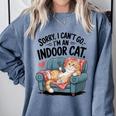 Sorry I Can’t Go I’m An Indoor Cat Couch Introvert Cat Comfort Colors Sweatshirt Blue Jean Sorry I Can’t Go I’m An Indoor Cat Couch Introvert Cat Comfort Colors Sweatshirt Blue Jean