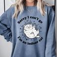 Sorry I Can't Go I'm An Indoor Cat Quote Introvert Comfort Colors Sweatshirt Blue Jean Sorry I Can't Go I'm An Indoor Cat Quote Introvert Comfort Colors Sweatshirt Blue Jean