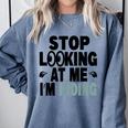 Stop Looking At Me I’m Hiding Sarcastic Introvert Joke Comfort Colors Sweatshirt Blue Jean