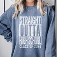 STRAIGHT OUTTA HIGH SCHOOL Graduation Class Of 2024 Senior Comfort Colors Sweatshirt Blue Jean