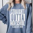 STRAIGHT OUTTA HIGH SCHOOL Senior 2019 Graduation Comfort Colors Sweatshirt Blue Jean