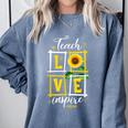 Sunflower Teach Love Inspire Cool Graduation Teacher School Comfort Colors Sweatshirt Blue Jean