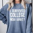 I Survived College Now What Graduate Graduation Humor Comfort Colors Sweatshirt Blue Jean