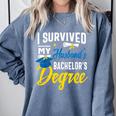 i Survived My Husbands Bachelors Degree Graduation Gifts Comfort Colors Sweatshirt Blue Jean